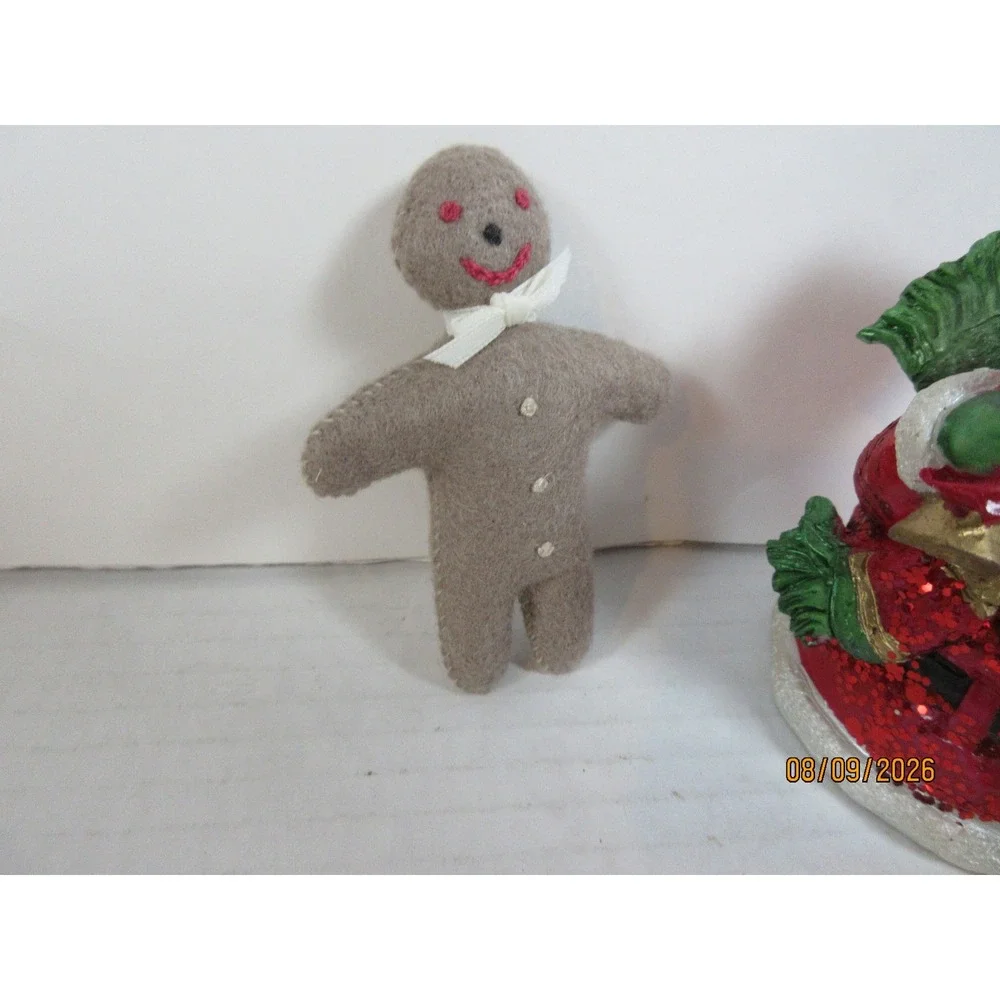 Vintage Christmas Decor Lot Snowman Bell Santa Ornament Gingerbread Man 5pc